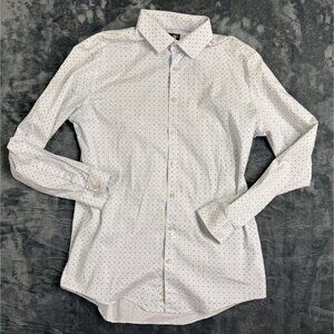 J. Ferrar Mens Polka Dot Slim Stretch Dress Shirt L 16-16.5"  34/35 CoolMax